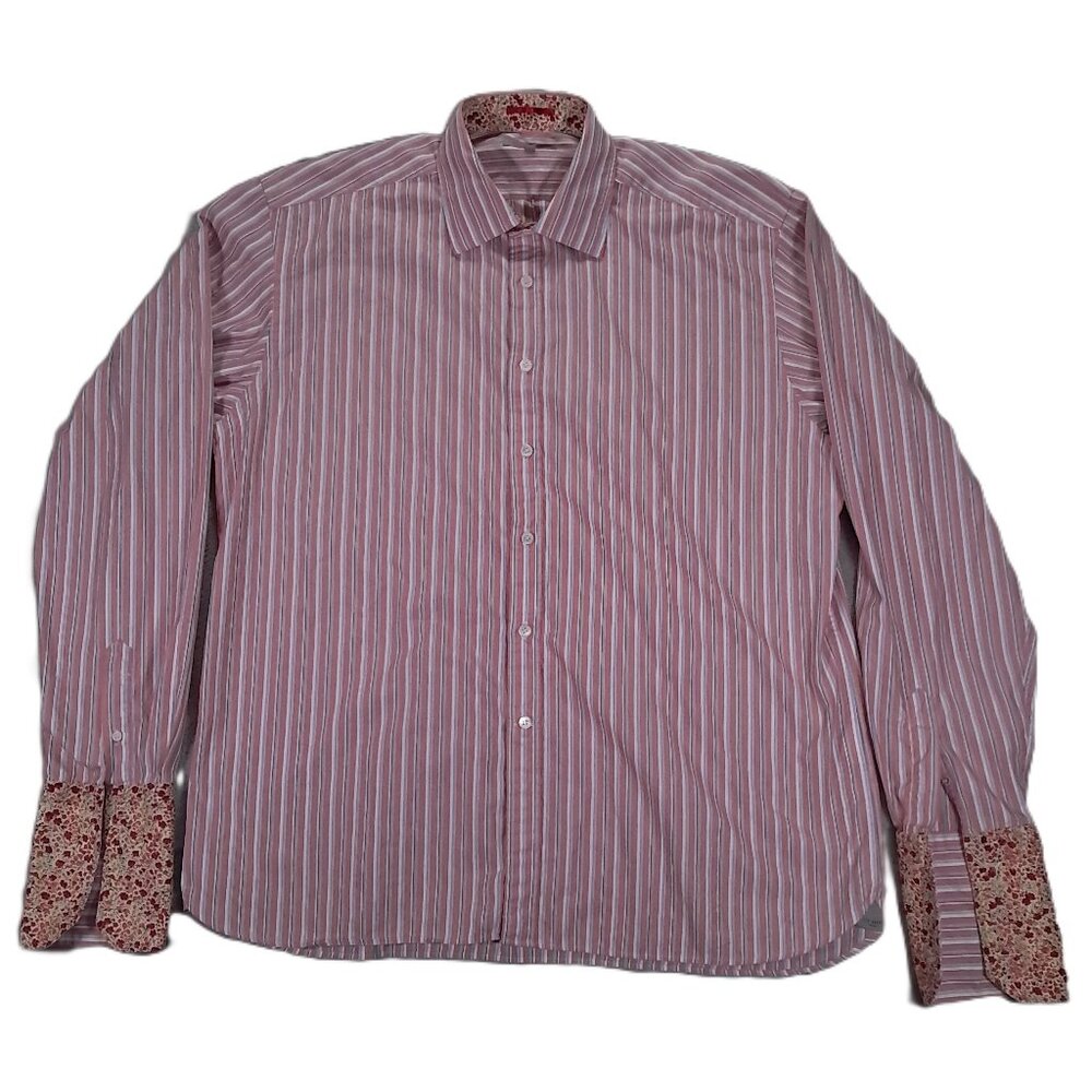 Ted Baker London Button Up Shirt Women Size 6 Red Striped Long Sleeve